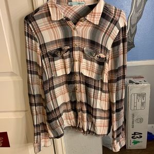 Pink and grey plaid shirt